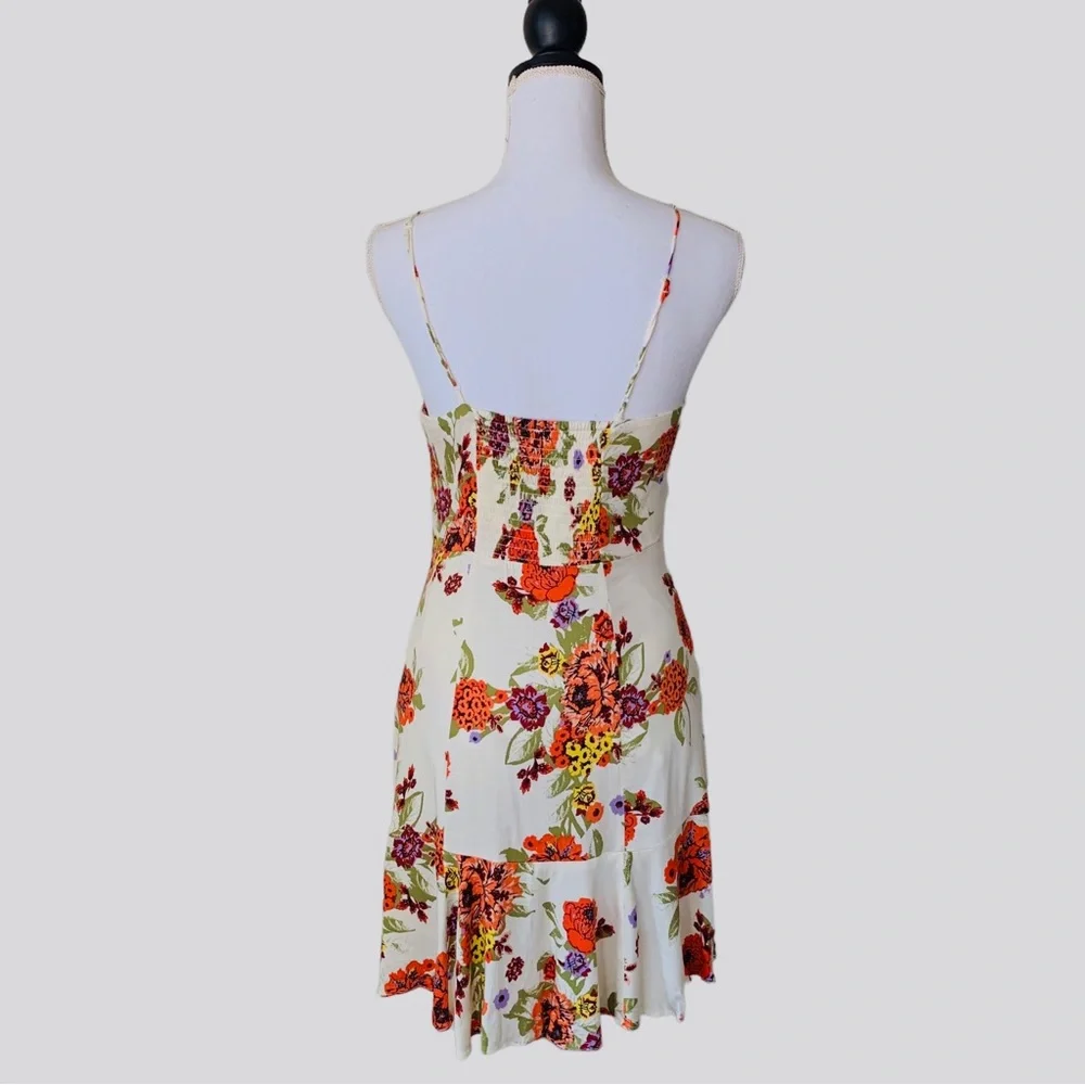 FREE PEOPLE HAPPY HEART FLORAL RUCHED MINI DRESS